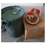 TRASH CAN AND CHRISTMAS DECOR