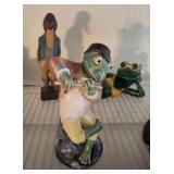 CERAMIC FROG DECOR AND DUCK FIGURINE