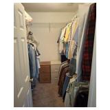 CONTENTS OF MASTER CLOSET, CLOTHING, LINENS, MISC
