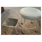 VINTAGE STEP STOOL AND VANITY CHAIR