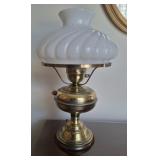 BRASS ELECTIC STYLE OIL LAMP WITH SHADE 20IN