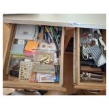 CONTENTS OF CABINET AND DRAWERS, UNTESILS, PANS,