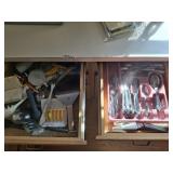 CONTENTS OF CABINET AND DRAWERS, UNTESILS,