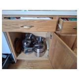 CONTENTS OF CABINETS AND DRAWERS- POTS AND PANS,