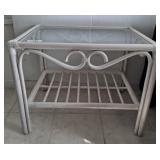 RATTAN GLASS TOP TABLE 27X20X21