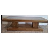 OAK GLASS INLAID COFFEE TABLE
