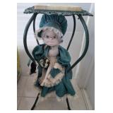 WROUGHT IRON MARBLE TOP FERN STAND