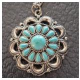 STERLING AND TURQUOISE PENDANT