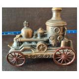 WOODEN TRAY AND CAST COPPER BANK