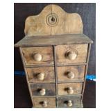ANTIQUE WOODEN 8 DRAWER HANGING TEA BOX 10X4X20