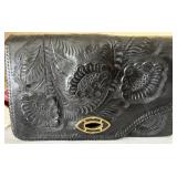ANTIQUE TOOLED LEATHER PURSE