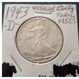 1943 D WALKING LIBERTY SILVER HALF DOLLAR