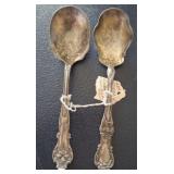 2 PC SILVER PLATE ANTIQUE SPOONS