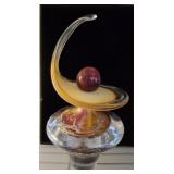 SIGNED ART GLASS OIL JAR WITH TOPPER