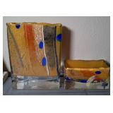 CZECH REPUBLIC HANDMADE VASES LARGEST IS 8IN