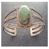 STERLING AND MALACHITE CUFF BRACELET