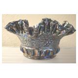 SIGNED FENTON CARNIVAL RUFFLED BOWL 8IN