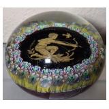 BLOWN GLASS GROUND BOTTOM PAPER WEIGHT