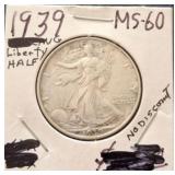 1939 WALKING LIBERTY SILVER HALF DOLLAR
