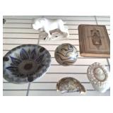 CAPODIMONTE PILL BOX, ASH TRAY, BULL DOG, MISC