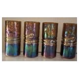 SIGNED ART GLASS TUMBLERS WITH GOLD TRIM 4PC