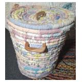 ANTIQUE RAG HAMPER WITH WOODEN HANDLES