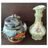 ORIENTAL APPLIED GLAZE COVERED CANISTER AND DECORA