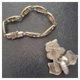 PEWTER ELEPHANT STERLING BRACELET 11G