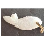 CARVED STONE PENDANT WITH 14K CLASPS