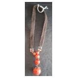 VINTAGE HAIR WOVEN NECKLACE WITH BEADED DCOR