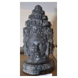 HAND CARVED STONE BUST HINDU GOD BRAHMA 12IN
