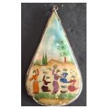 HAND PAINTED VINTAGE TEAR DROP PENDANT