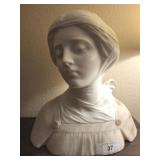 ANTIQUE MARBLE OR ALABASTER ITALIAN SCULPTURE BEAT