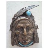 NAVAJO HEAD PIN WITH TURQUOISE