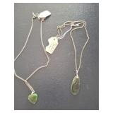 JADE CHARMS AND STERLING NECKLACE