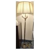 4 LITE BRASS FLOOR LAMP WITH SHELL TOPPER 54IN