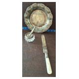 SILVERPLATED PLATE, STERLING RIM KNIFE, INK WELL,