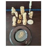 NETSUKE AND CARVED BONE ORIENTAL FIGURINES