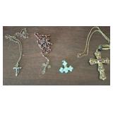 CRUCIFIX, STERLING AND TURQUIOSE NECKLACE,