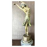 ART DECO BRONZE SCULPTURE SWAYING DANCER 20IN