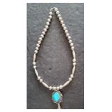 MEXICAN STYLE NECKLACE WITH TURQUIOSE STONE