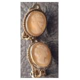 CAMEO AND GOLD TONE EARRINGS
