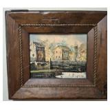 A PETERSON ACRYLIC ON BOARD VINTAGE WOOD FRAME