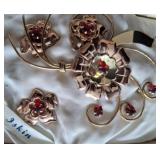 ISHKIN GOLD FILLED BROOCH AND EARRINGS