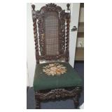 ANTIQUE VICTORIAN NEEDLE POINT CANE BACK CHAIR