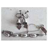 STERLING CHARM BRACELET AND EARRINGS
