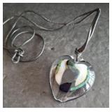 SIGNED ART GLASS HEART NECKLACE