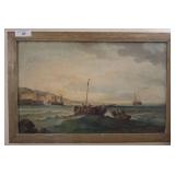 ANTIQUE A  BADIN HARBOR PRINT ON BOARD 26X16