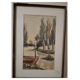 P WENRICK SIGNED 1967 WATERCOLOR FRAMED 12X16