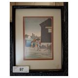 IMADO IN RAIN JAPANESE WOODBLOCK PRINT BY TAKAHASH